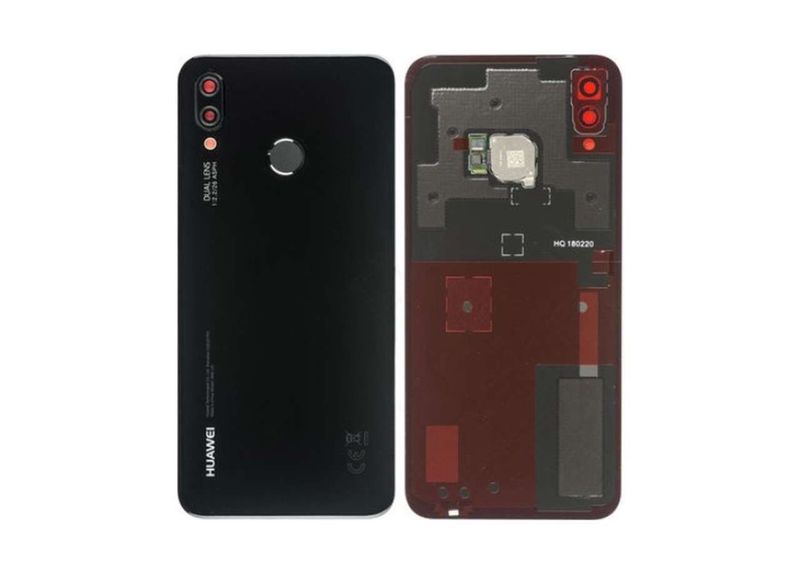 Tapa Batería Original Huawei P20 Lite / Nova 3E Negra con Lente de Cámara Sensor Huella Original (VNT)