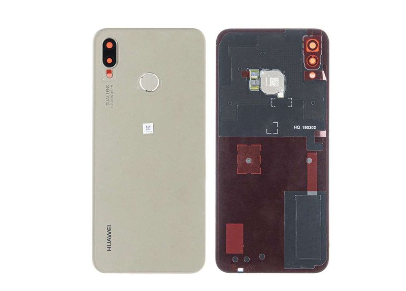 Tapa Batería Original Huawei P20 Lite / Nova 3E con Lente de Cámara y Sensor Huella Dorado