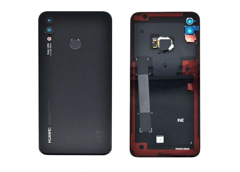 Tapa Batería Original con Cable Flex Sensor Huella y Lente de Cámara Huawei PSmart Plus, PSmart + Negro