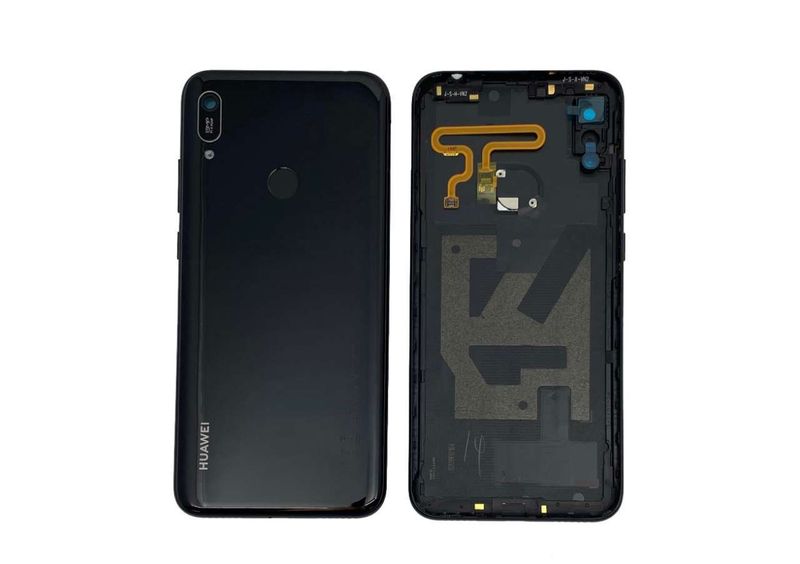 Carcasa TraseraTapa Batería con Lente de Cámara y Flex Huella Huawei Y6 2019 MRD-LX1F Negra