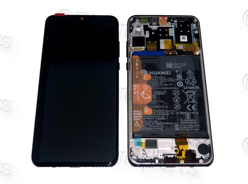 Pantalla Completa + Batería Huawei P30 Lite Negro Midnight con Marco para Cámara Trasera de 48MP