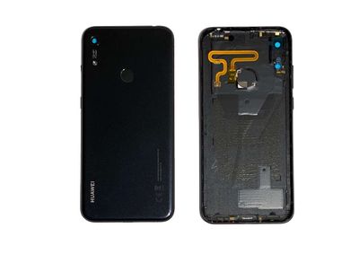 Carcasa Trasera Tapa Batería Original con Lente de Cámara Flash y Flex Sensor Huella Huawei Y6s Negro