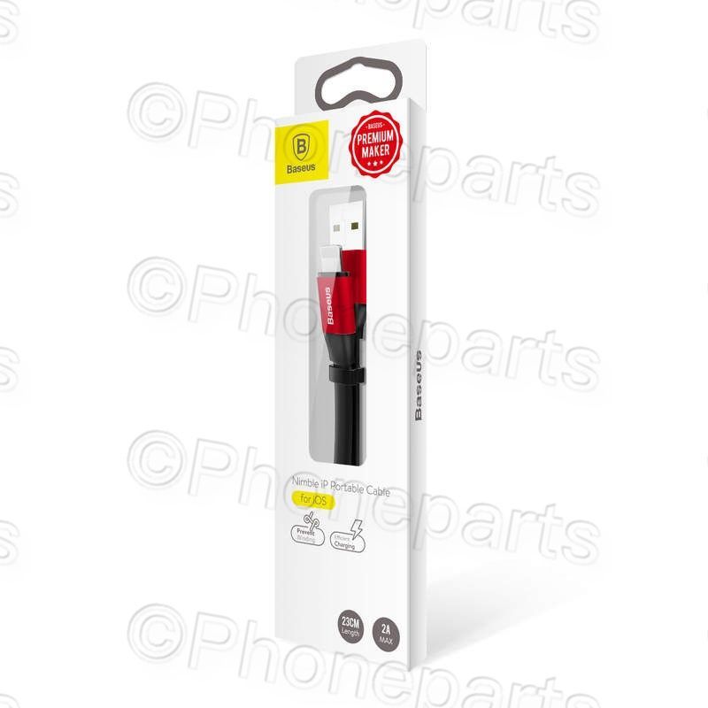 Cable Baseus Lightning Nimble Portable 2A 0.23m Negro / Rojo (CALMBJ-B91) Apple Iphone