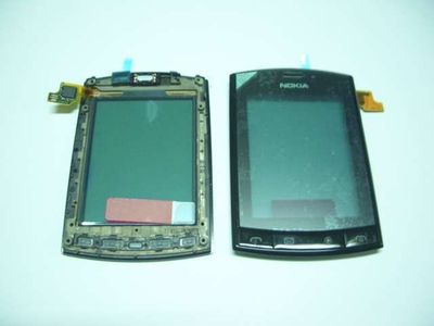 Carcasa Frontal Digitalizador / Pantalla Táctil Nokia Asha N303 Negro con Teclad