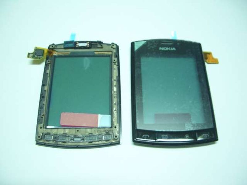 Carcasa Frontal Digitalizador / Pantalla Táctil Nokia Asha N303 Negro con Teclad