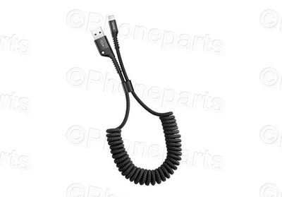 Cable de datos Apple Iphone Flexible (Espiral) USB - Lightning 1,0m 2A Negro