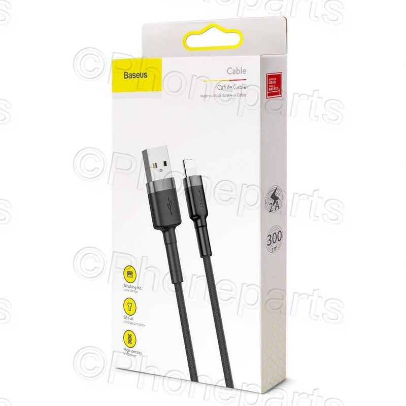 Cable Baseus Cafule USB - Lightning 3,0 m 1,5A gris-negro Apple Iphone