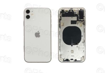 Chasis con Tapa Cristal Trasero Apple Iphone11 Original Desmontado con Lente de Cámara, Flex de Volumen, Encendido y Carga Inalámbrica Blanco. SWAP Grado A