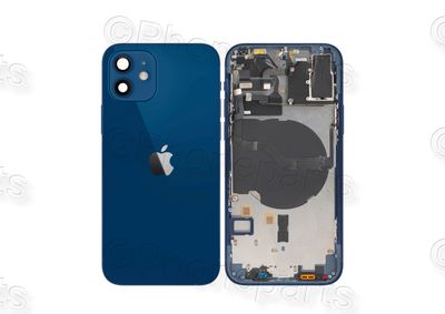 Chasis con Tapa Cristal Trasero Azul Apple Iphone 12 Original Desmontado con Lente de Cámara, Flex de Volumen, Encendido y Carga Inalámbrica. SWAP Grado A