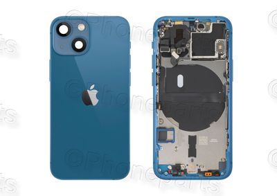 Chasis con Tapa Cristal Trasero Azul Apple Iphone 13 Original Desmontado con Lente de Cámara, Flex de Volumen, Encendido y Carga Inalámbrica. SWAP Grado A.