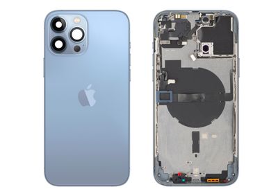 Chasis con Tapa Cristal Trasero Azul Alpino Apple Iphone 13 PRO MAX Original Desmontado con Lente de Cámara, Flex de Volumen, Encendido y Carga Inalámbrica. SWAP Grado A.