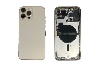 Chasis con Tapa Cristal Trasero Apple Iphone13 PRO MAX Original Desmontado con Lente de Cámara, Flex de Volumen, Encendido y Carga Inalámbrica Dorado. SWAP Grado A