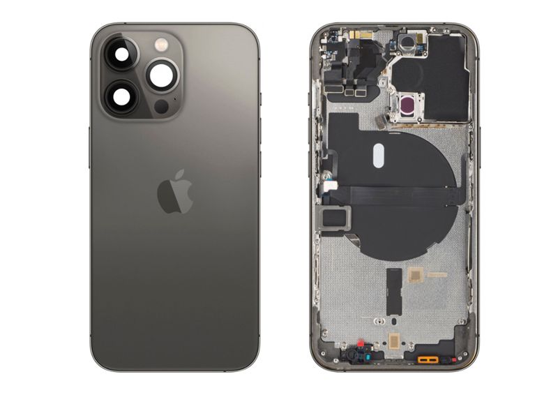 Chasis con Tapa Cristal Trasero Grafito Apple Iphone 13 PRO Original Desmontado con Lente de Cámara, Flex de Volumen, Encendido y Carga Inalámbrica. SWAP Grado A.