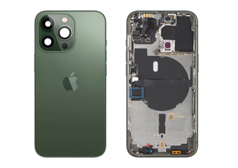 Chasis con Tapa Cristal Trasero Verde Alpino Apple Iphone 13 PRO Original Desmontado con Lente de Cámara, Flex de Volumen, Encendido y Carga Inalámbrica. SWAP Grado A.
