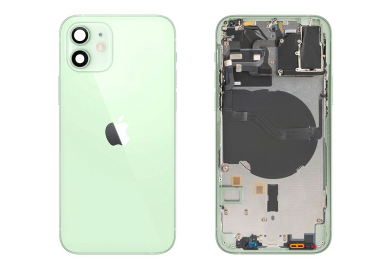 Chasis con Tapa Cristal Trasero Verde Apple Iphone 13 Original Desmontado con Lente de Cámara, Flex de Volumen, Encendido y Carga Inalámbrica. SWAP Grado A.