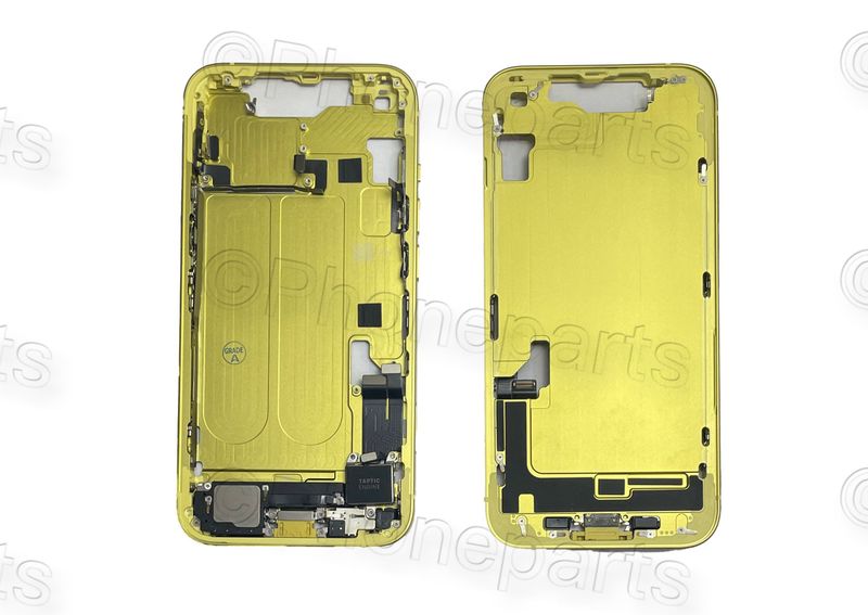 Chasis Intermedio Amarillo Apple Iphone 14 Original Desmontado con Flex de Volumen y Encendido. SWAP Grado A