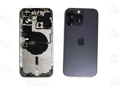 Chasis con Tapa Cristal Trasero Apple Iphone14 PRO MAX Original Desmontado con Lente de Cámara, Flex de Volumen, Encendido y Carga Inalámbrica Lila. SWAP Grado A