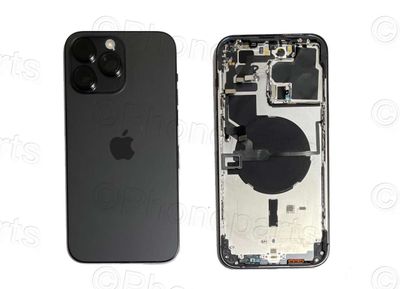 Chasis con Tapa Cristal Trasero Apple Iphone14 PRO MAX Original Desmontado con Lente de Cámara, Flex de Volumen, Encendido y Carga Inalámbrica Negro Espacial. SWAP Grado A