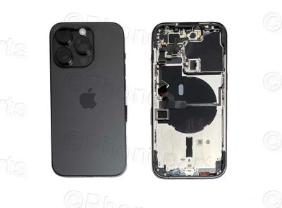 Chasis con Tapa Cristal Trasero Apple Iphone14 PRO Original Desmontado con Lente de Cámara, Flex de Volumen, Encendido y Carga Inalámbrica Negro Espacial. SWAP Grado A