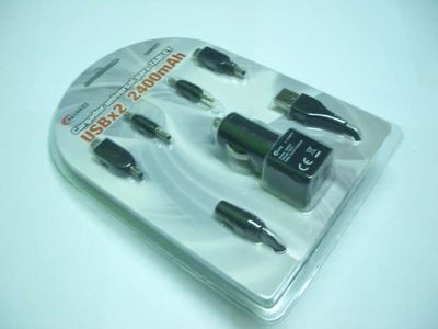 Cargador de coche para tablets y móviles 2USB x 5V/2,4A
