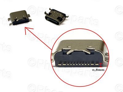 Conector Carga TipoC Genérico (Tablets Chinas, Ulefone Armor,...) 0,8 mm