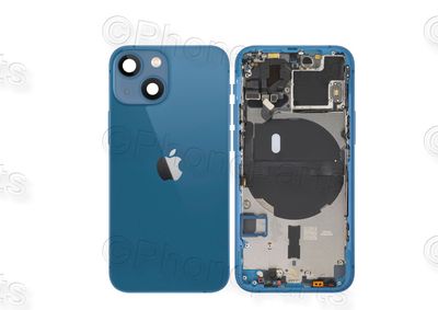 Chasis con Tapa Cristal Trasero Azul Apple Iphone 13 Mini Original Desmontado con Lente de Cámara, Flex de Volumen, Encendido y Carga Inalámbrica. SWAP Grado A