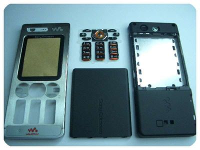 Carcasa Completa Sony-Ericsson W880i con Teclado Plata/Negro