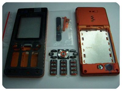 Carcasa Completa Sony-Ericsson W880i con Teclado Naranja/Negro