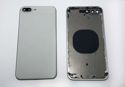 Carcasa Trasera Chasis Apple iPhone8 PLUS Blanco Plata con Lente de Cámara Porta SIM y Botones