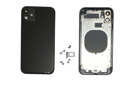 Carcasa Trasera Chasis Apple iPhone11 con Lente de Cámara, SIM y Botones Laterales Negro (sin logo)