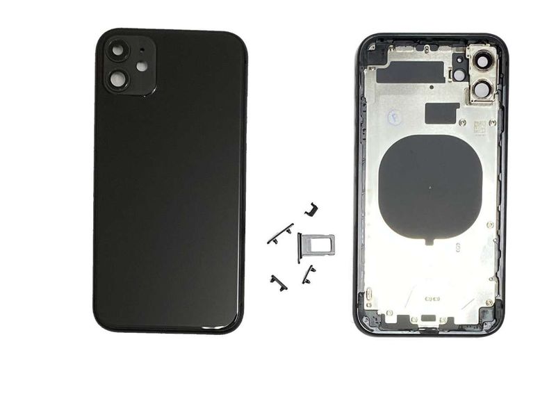 Carcasa Trasera Chasis Apple iPhone11 con Lente de Cámara, SIM y Botones Laterales Negro (sin logo)