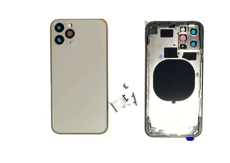 Carcasa Trasera Chasis Apple iPhone11 PRO con Lente de Cámara, SIM y Botones Laterales Blanco (sin logo)