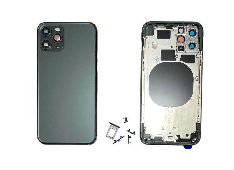 Carcasa Trasera Chasis Apple iPhone11 PRO con Lente de Cámara, SIM y Botones Laterales Verde Medianoche (sin logo)