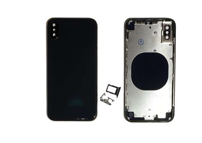 Carcasa Trasera Chasis Apple iPhoneX con Lente de Cámara, SIM y Botones Laterales Gris Espacial (sin logo)