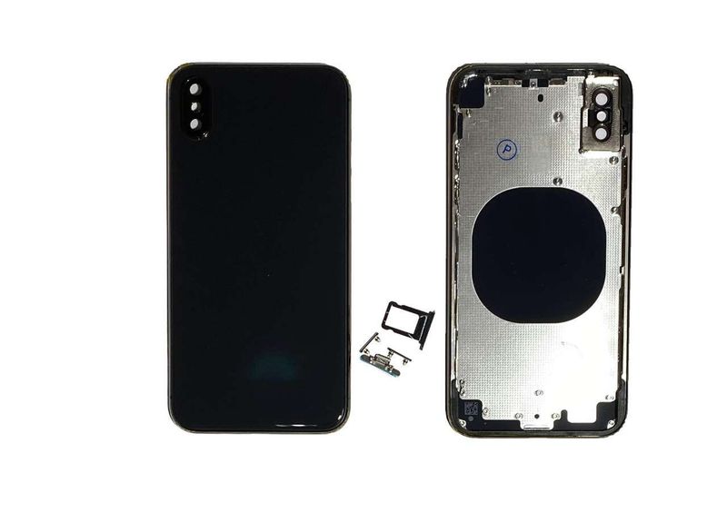 Carcasa Trasera Chasis Apple iPhoneX con Lente de Cámara, SIM y Botones Laterales Gris Espacial (sin logo)