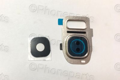 Embellecedor + Lente Cámara Samsung S7 G930 Dorado Compatible