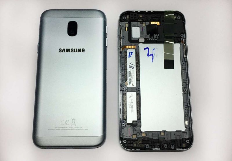 Carcasa Trasera Tapa Batería Samsung Galaxy J3 2017 SS SM-J330 Plata Azul
