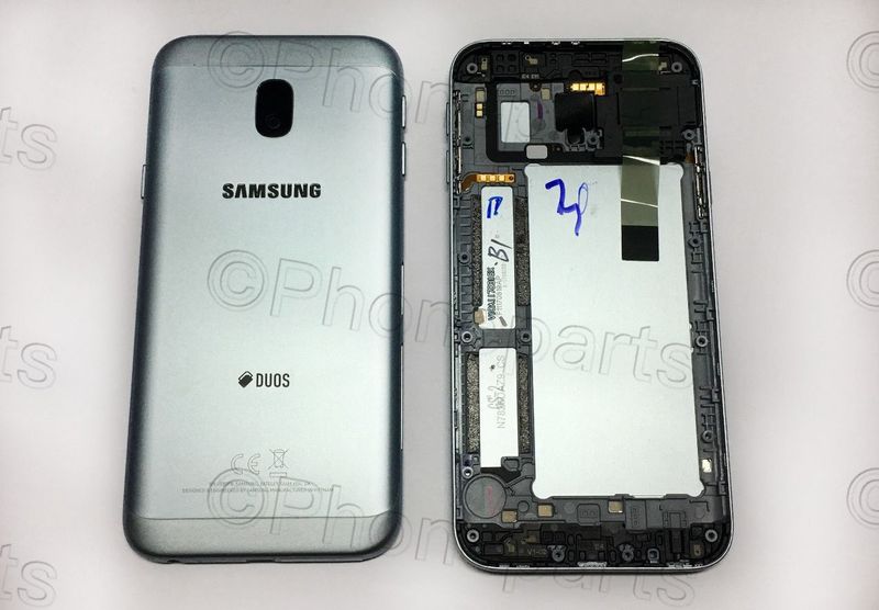 Carcasa Trasera Tapa Batería Samsung Galaxy J3 2017 DUAL SM-J330 Plata Azul