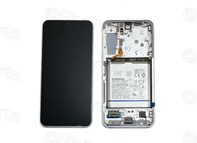 Pantalla Completa + Batería Samsung Galaxy S22 SM-S901 Blanco / Crema / Azul Cielo (Marco Plata)