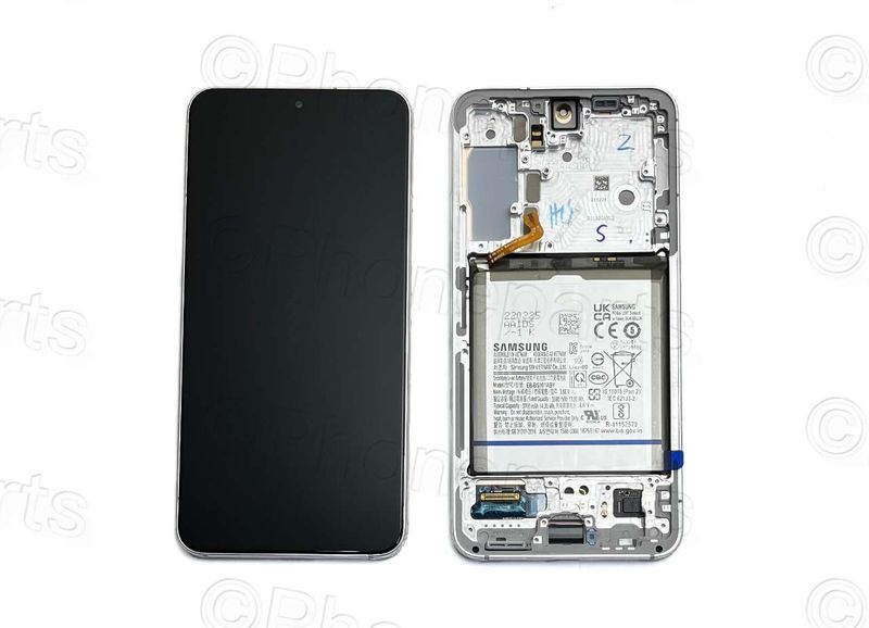 Pantalla Completa + Batería Samsung Galaxy S22 SM-S901 Blanco / Crema / Azul Cielo (Marco Plata)