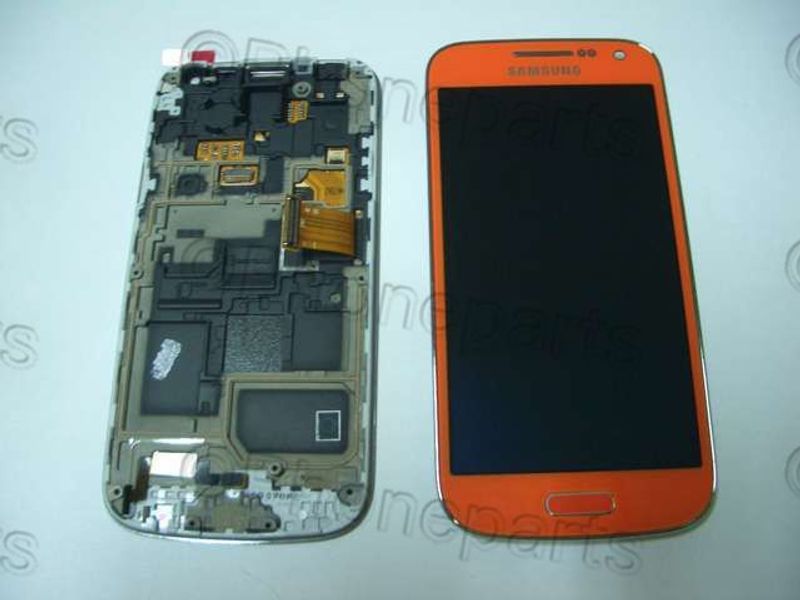 Pantalla Completa Samsung I9195 Galaxy S4 Mini Naranja con Marco 100% Orig
