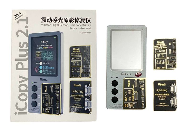 QianLi iCopy Plus 2,1 Programador de Pantalla, Batería, Sensor Luz(True Tone), Vibrador, Verificador Cable Lightning.