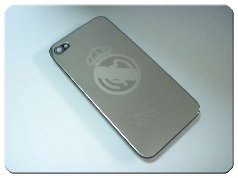 Tapa Batería Metálica Apple iPhone 4 Plata Real Madrid