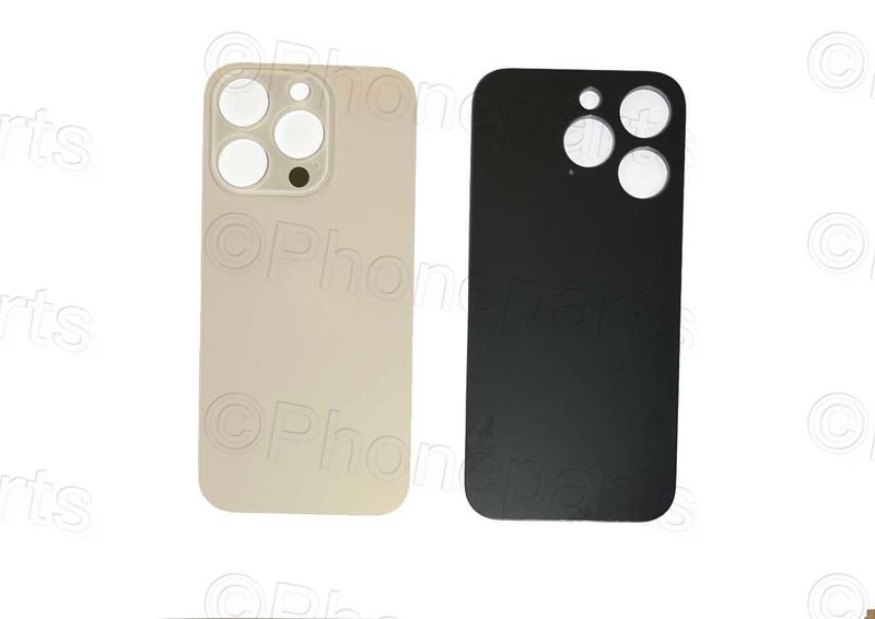 Tapa Cristal Trasero Apple Iphone14 PRO Rosa / Dorado (Agujero Grande)