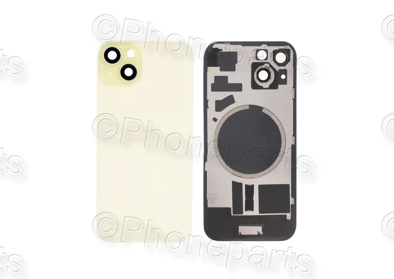 Tapa Cristal Trasero Amarillo con Lente de Cámara y Magsafe Apple iPhone 15