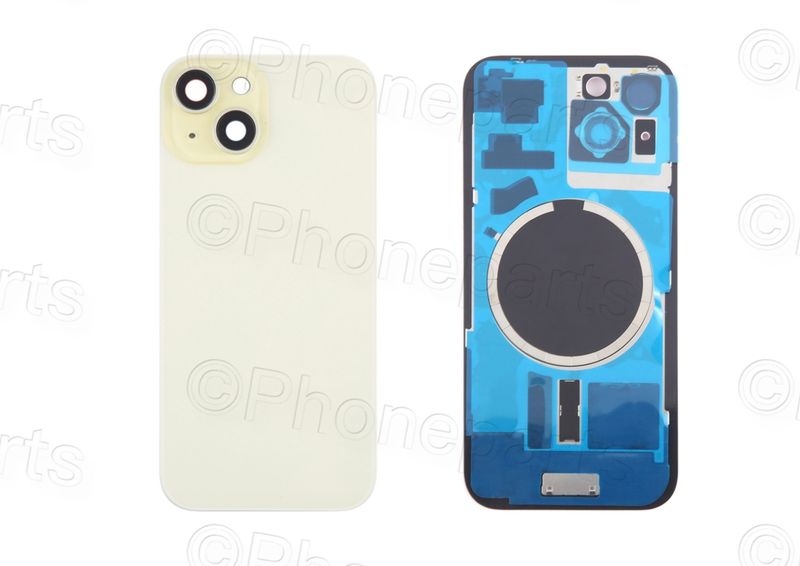 Tapa Cristal Trasero Amarillo con Lente de Cámara y Magsafe Apple iPhone 15 Plus