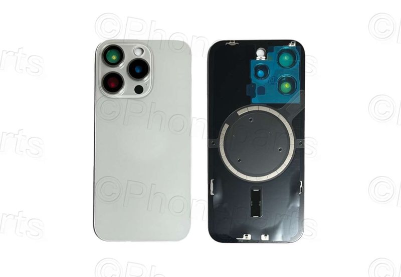 Tapa Cristal Trasero con Lente de Cámara y MagSave (imanes) Apple Iphone15 PRO Blanco