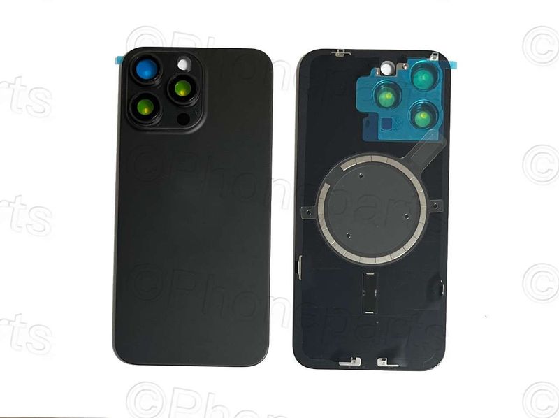 Tapa Cristal Trasero con Lente de Cámara y MagSave (imanes) Apple Iphone15 PRO MAX Negro