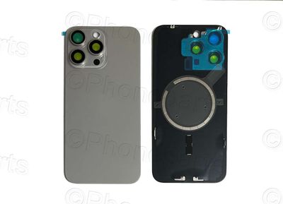 Tapa Cristal Trasero con Lente de Cámara y MagSave (imanes) Apple Iphone15 PRO MAX Titanio
