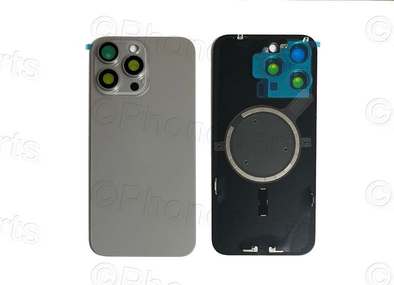 Tapa Cristal Trasero con Lente de Cámara y MagSave (imanes) Apple Iphone15 PRO MAX Titanio